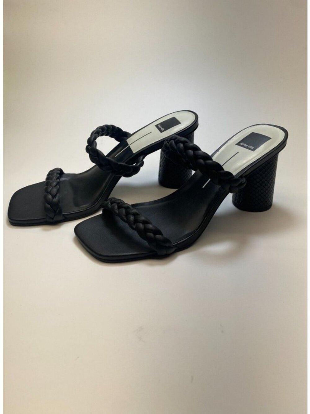 Dolce Vita Womens black Stella Nairi Braided Square Toe Slide Sandals SZ 11